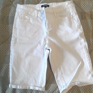 White Bermuda Jean Shorts